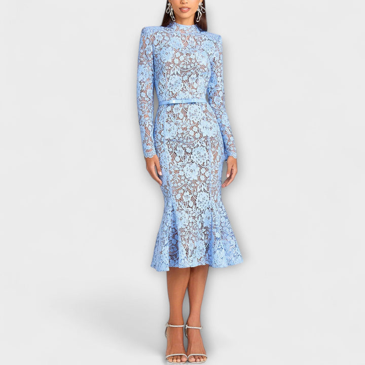 Freya - Elegantes Midi-Kleid aus floraler Spitze