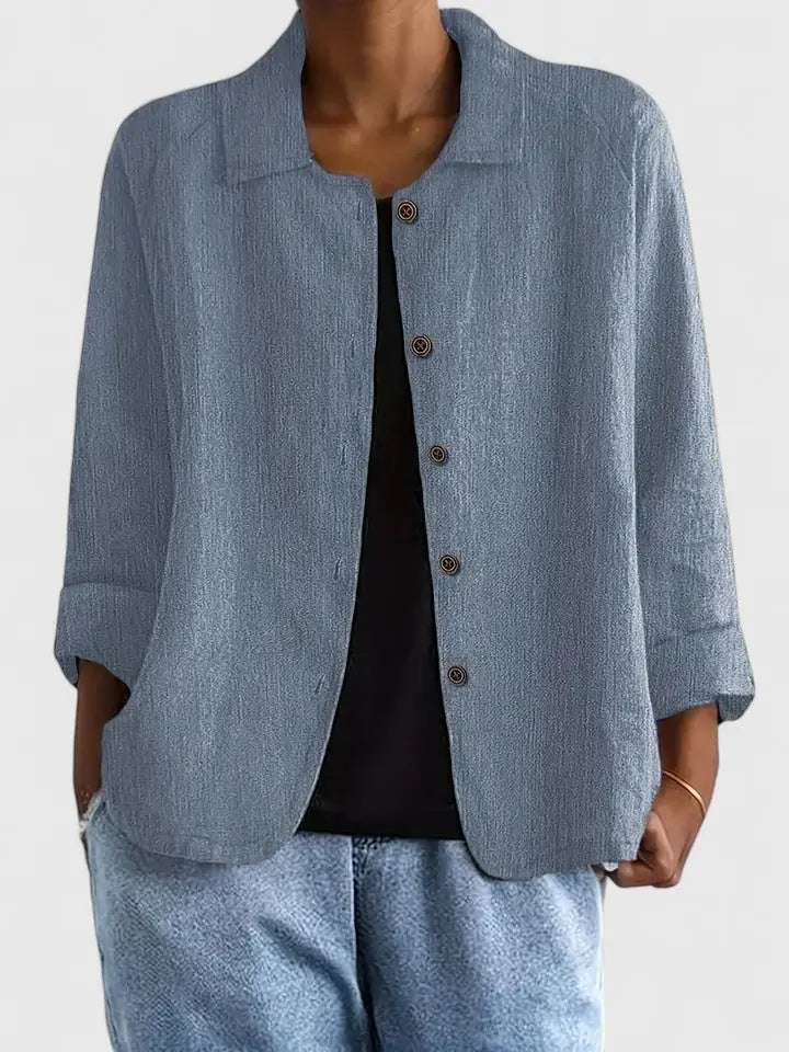 Maya | Baumwoll-Hemdjacke mit Knopfleiste für Damen