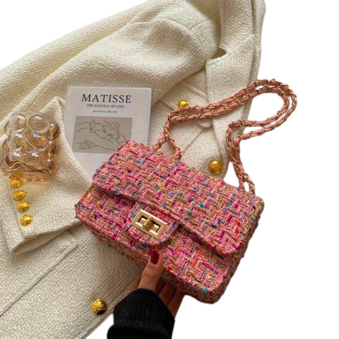 Cecilia | Tweed-Schultertasche mit Kettenriemen für Damen