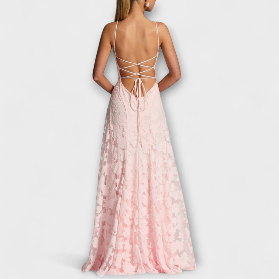 Kairi - Schickes Floral-Spitzen-Maxikleid mit Spaghettiträgern