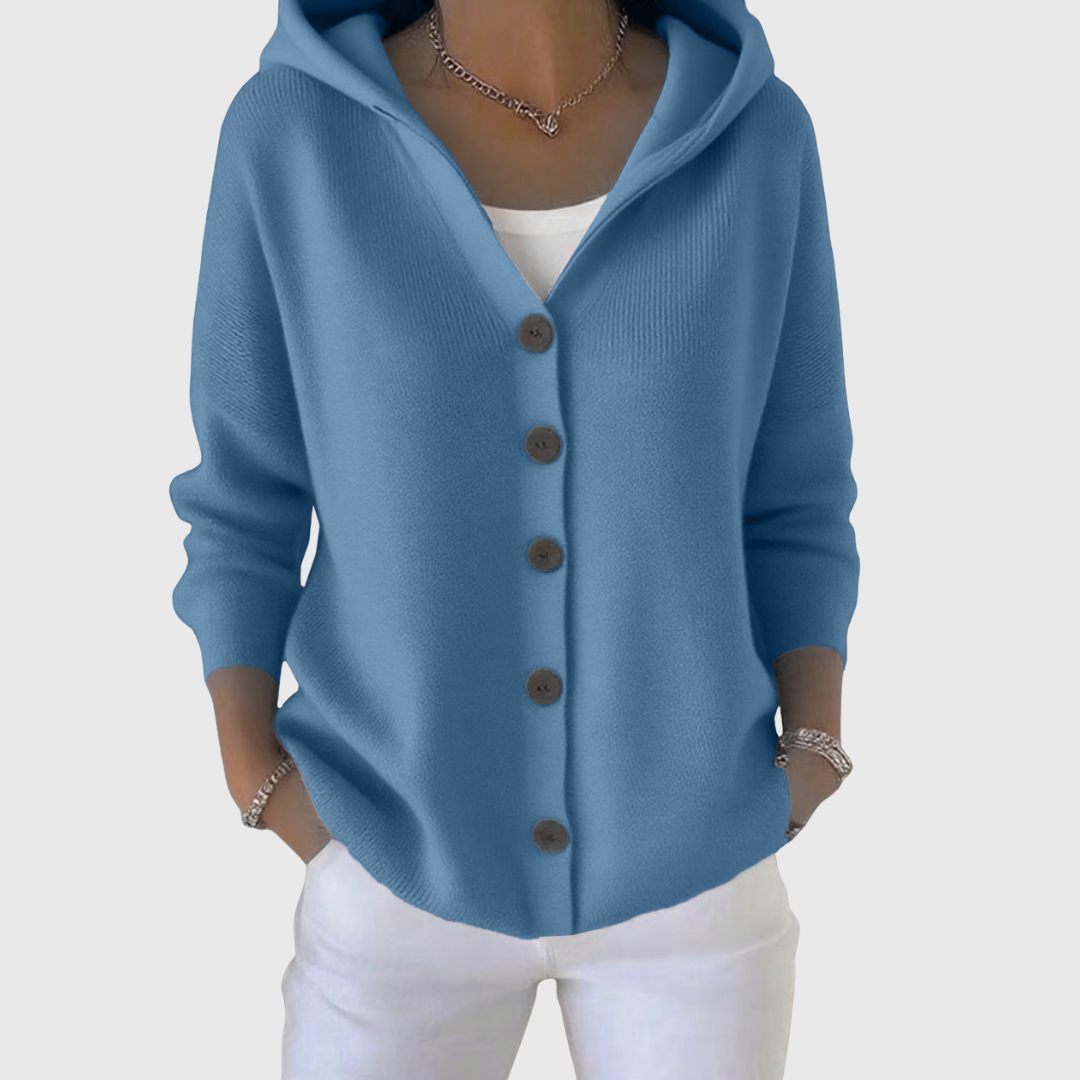 Pippa | Strickjacke mit Kapuze und Knopfleiste für Damen
