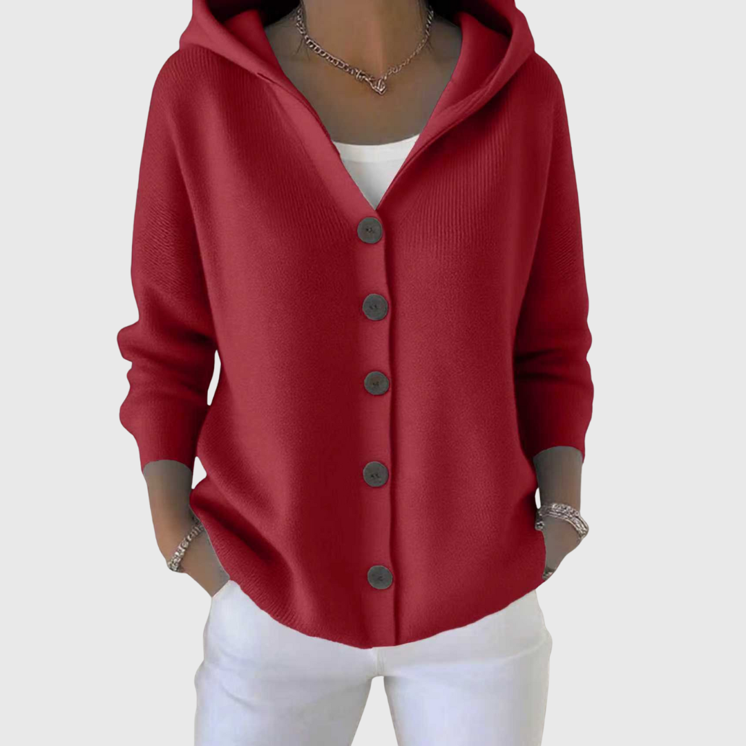 Pippa | Strickjacke mit Kapuze und Knopfleiste für Damen