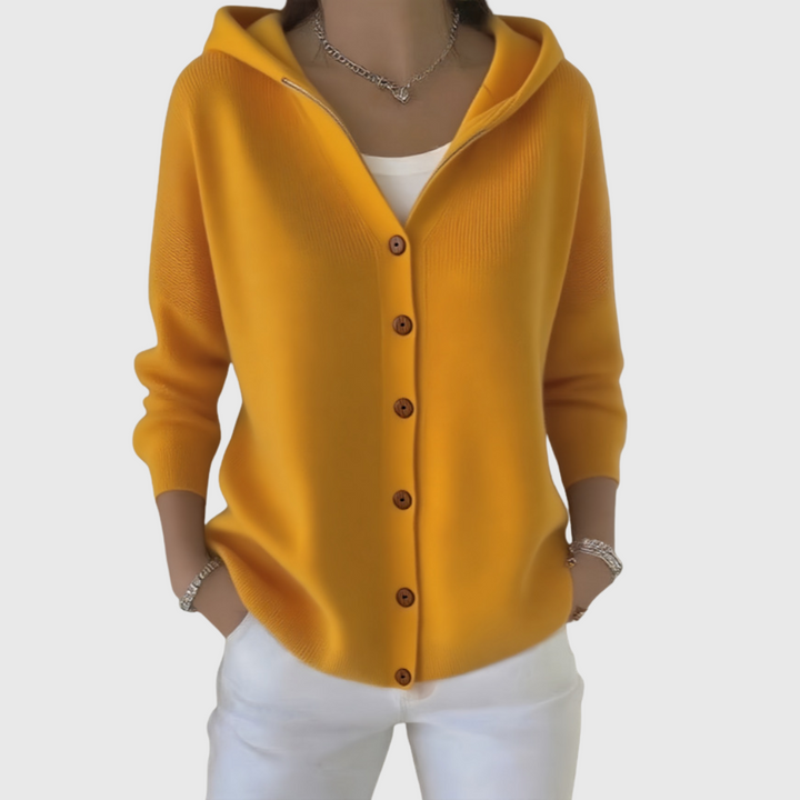 Pippa | Strickjacke mit Kapuze und Knopfleiste für Damen