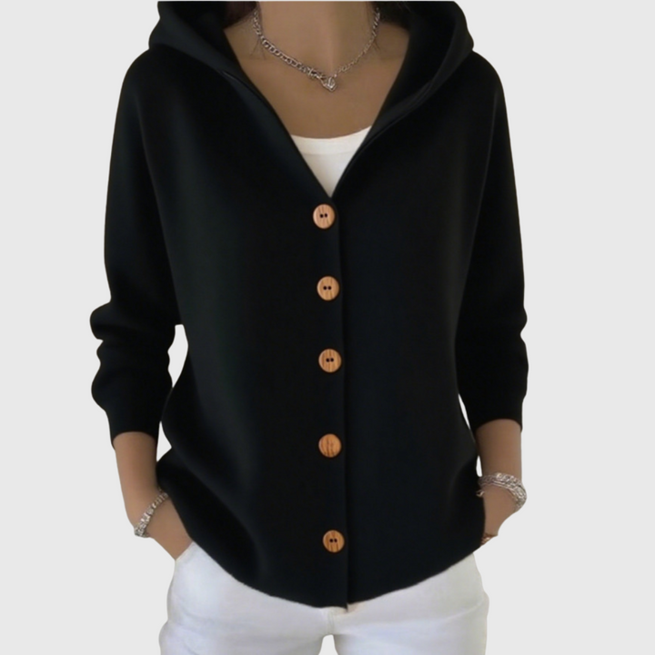 Pippa | Strickjacke mit Kapuze und Knopfleiste für Damen
