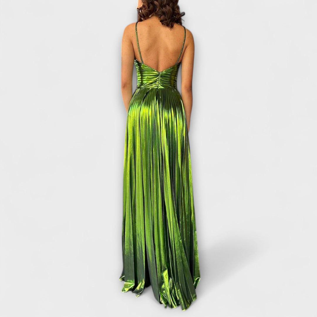 Maxikleid mit Metallic-Stoff