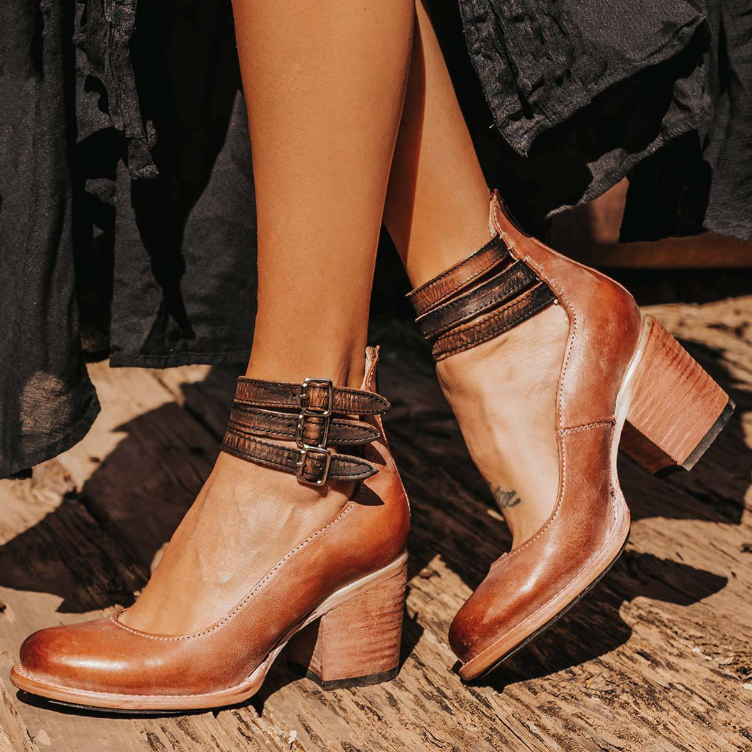 Elsa | Stiefeletten mit Blockabsatz und Schnallenriemen am Knöchel für Damen