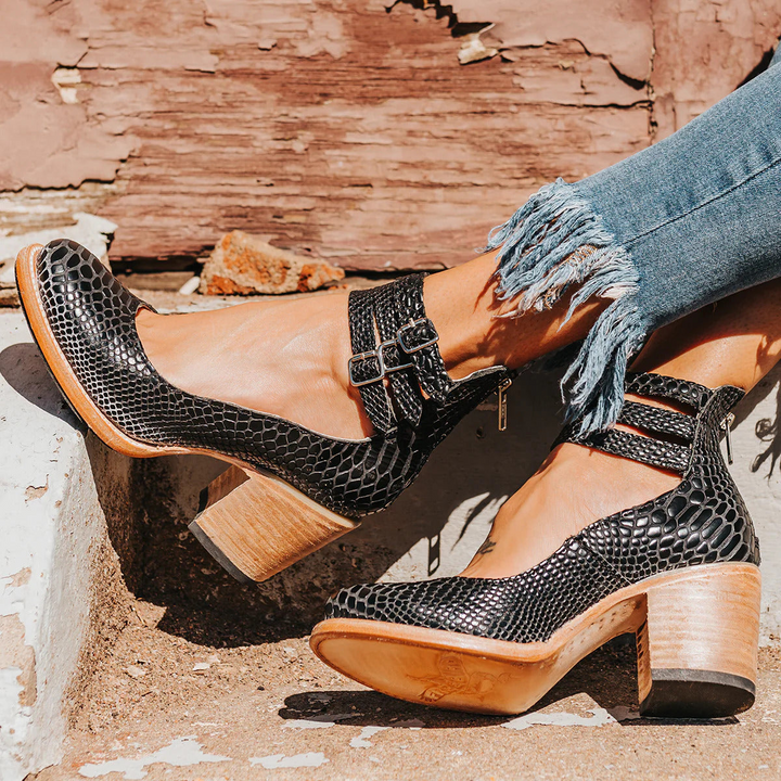 Elsa | Stiefeletten mit Blockabsatz und Schnallenriemen am Knöchel für Damen