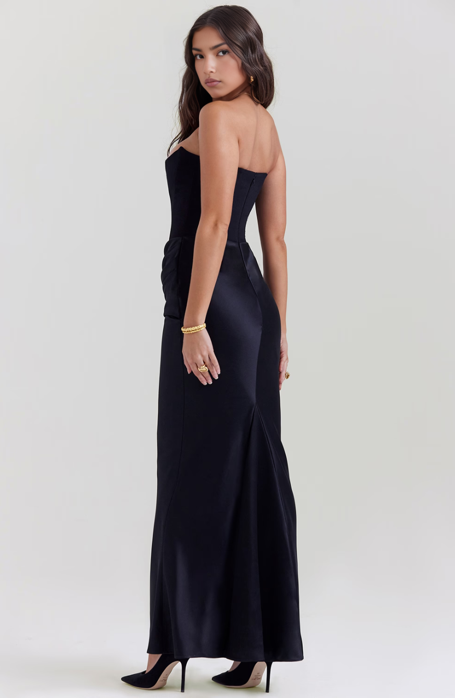 Aletheia | Trägerloses Damen-Maxikleid mit Raffung an der Hüfte für Hochzeitsgäste