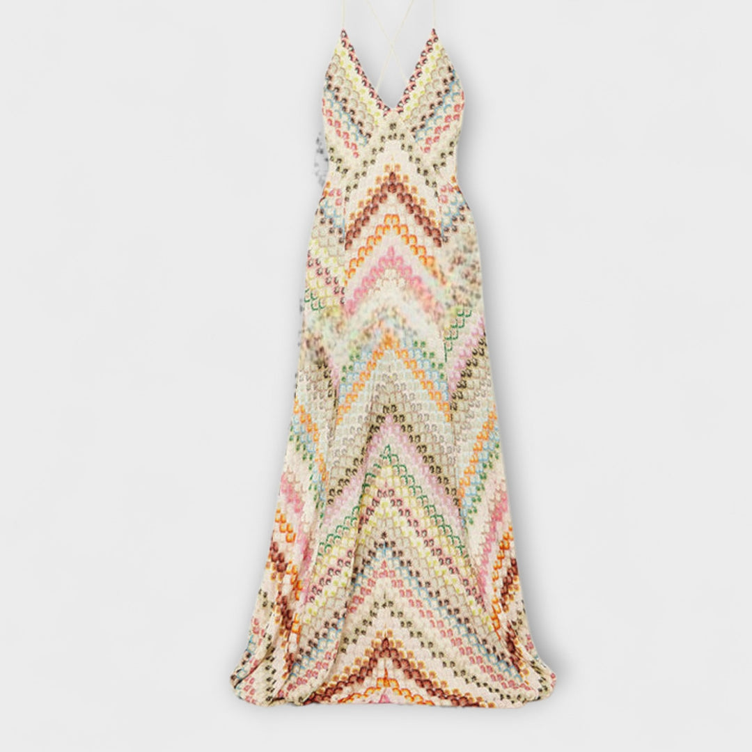 Remi - Missoni Buntes Fischgrätenmuster Maxikleid