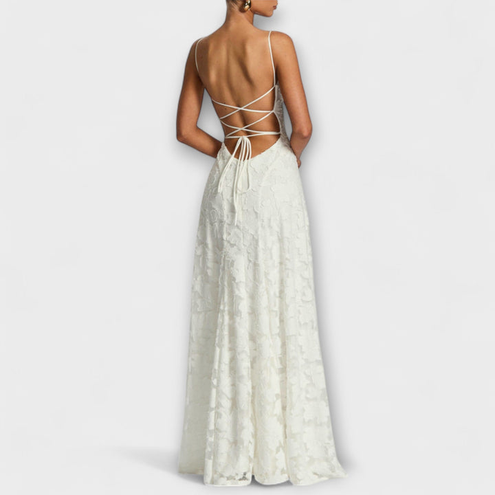 Kairi - Schickes Floral-Spitzen-Maxikleid mit Spaghettiträgern