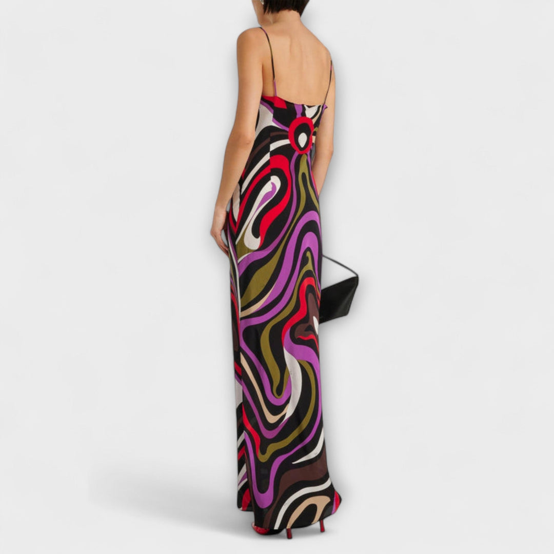 Daphne - Maxi-Kleid im Marmor-Druck