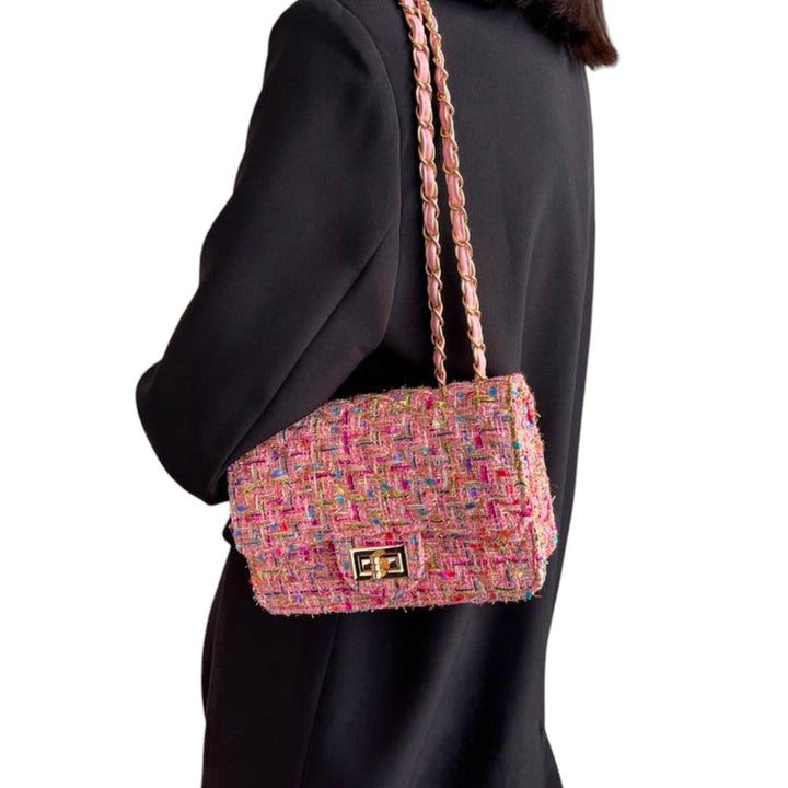 Cecilia | Tweed-Schultertasche mit Kettenriemen für Damen