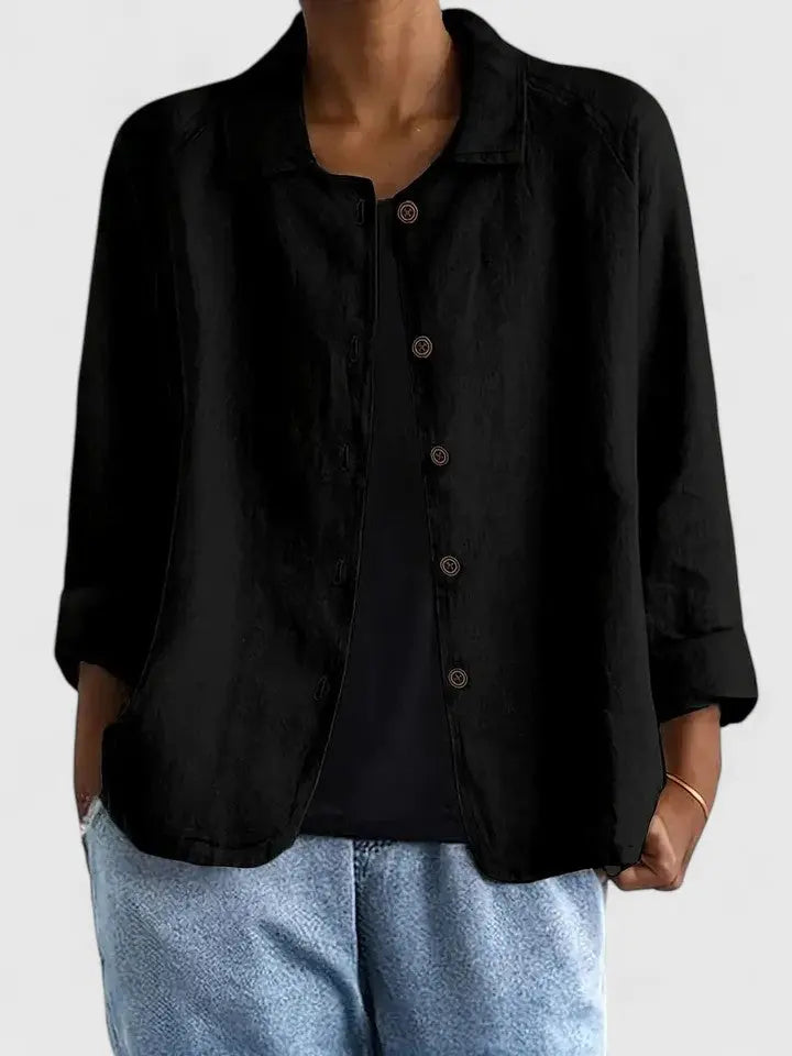 Maya | Baumwoll-Hemdjacke mit Knopfleiste für Damen