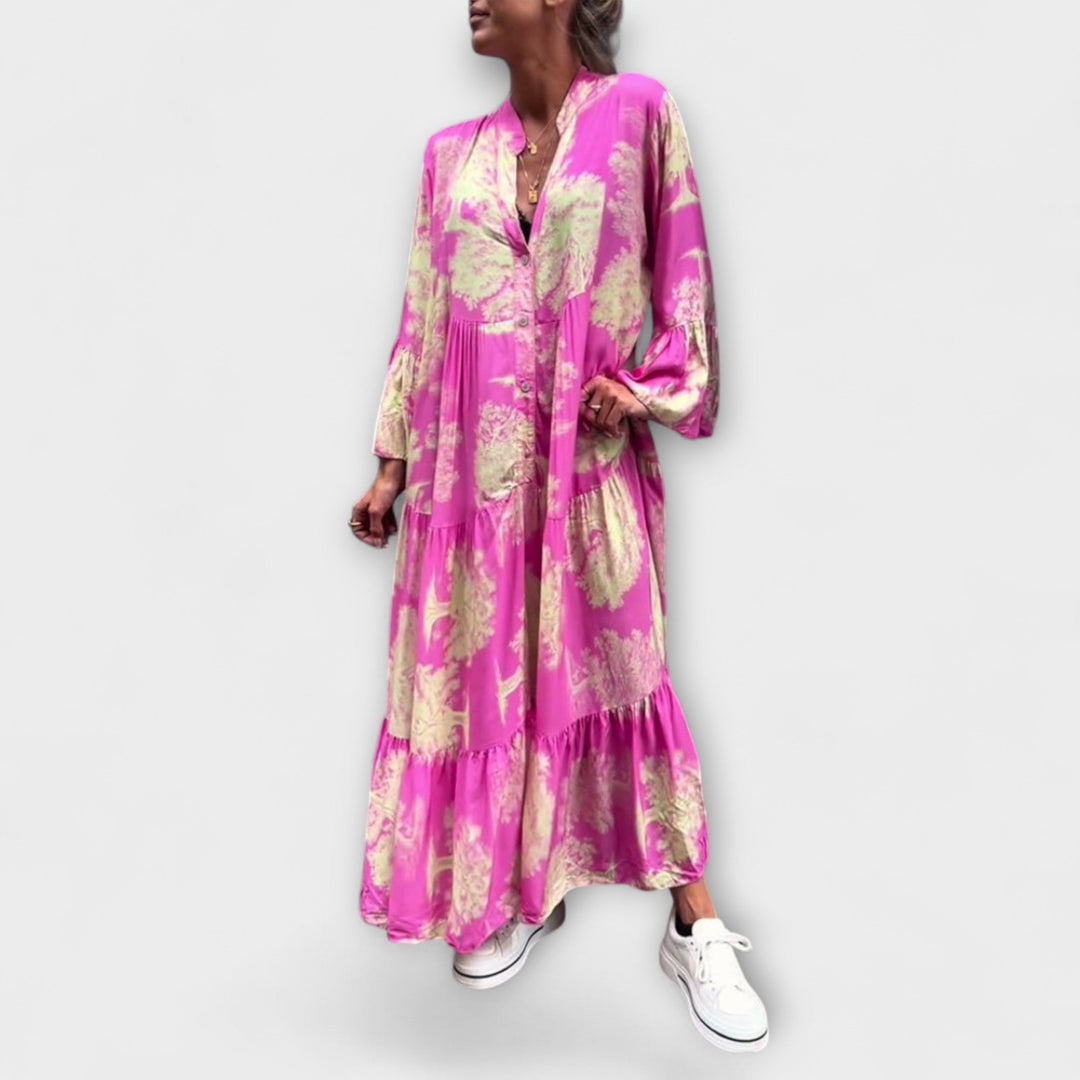 Nerina - Elegantes Floral-Maxi-Kleid