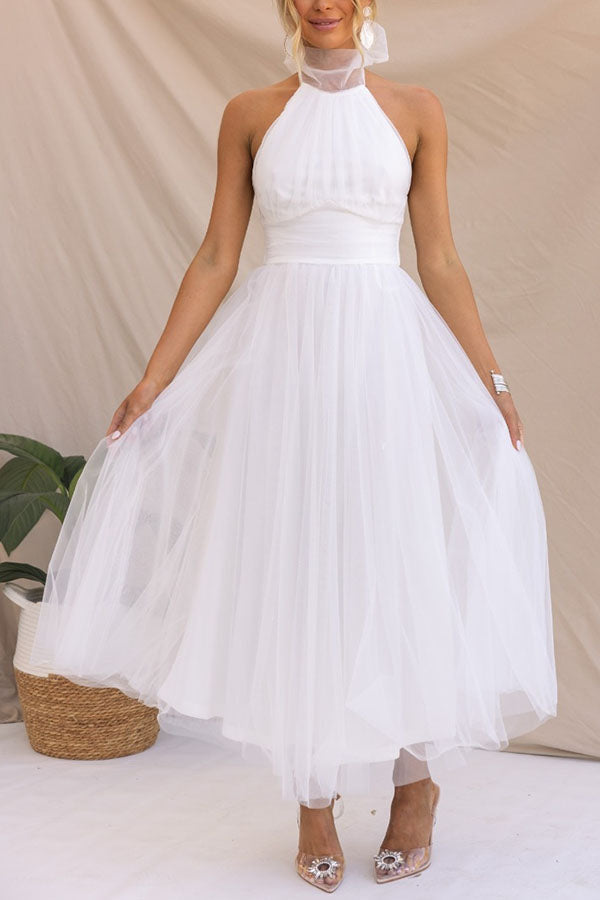 Catalina | Damen-Tüllkleid in A-Linie mit Neckholder für Hochzeitsgäste