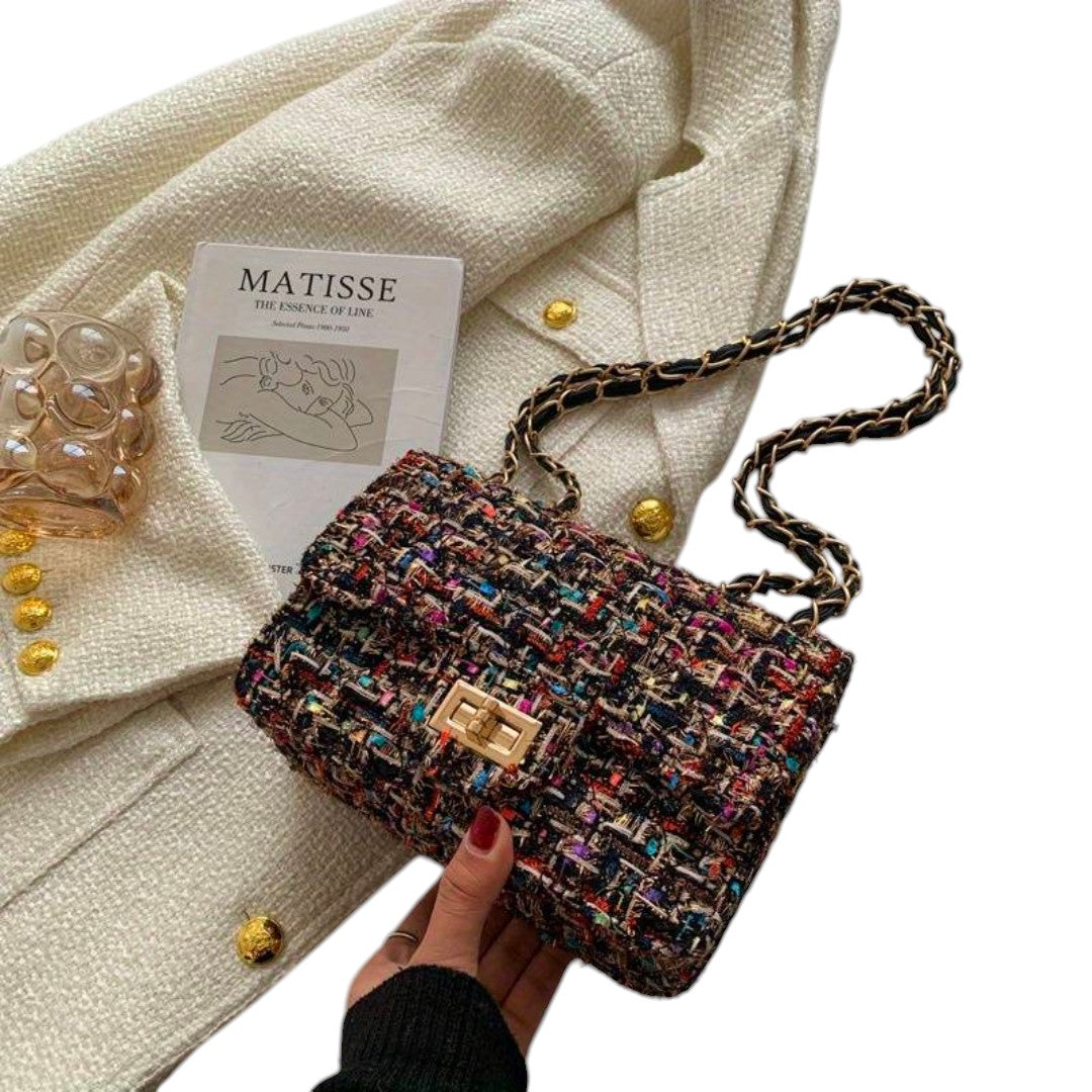 Cecilia | Tweed-Schultertasche mit Kettenriemen für Damen