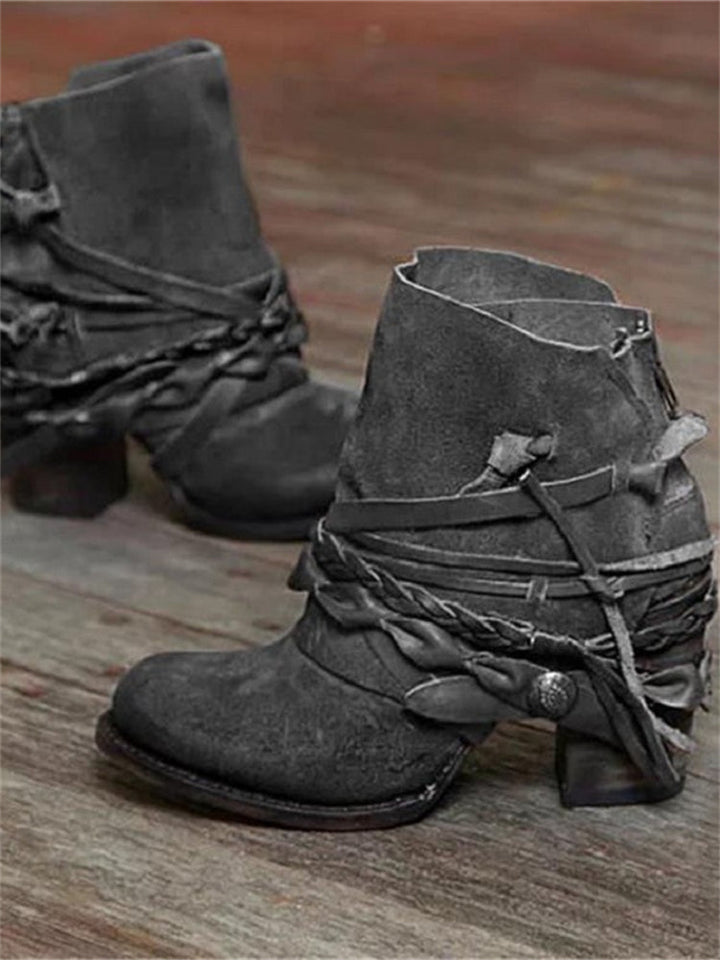 Genevieve | Schnürstiefeletten aus Wildleder mit Flechtdetails für Damen
