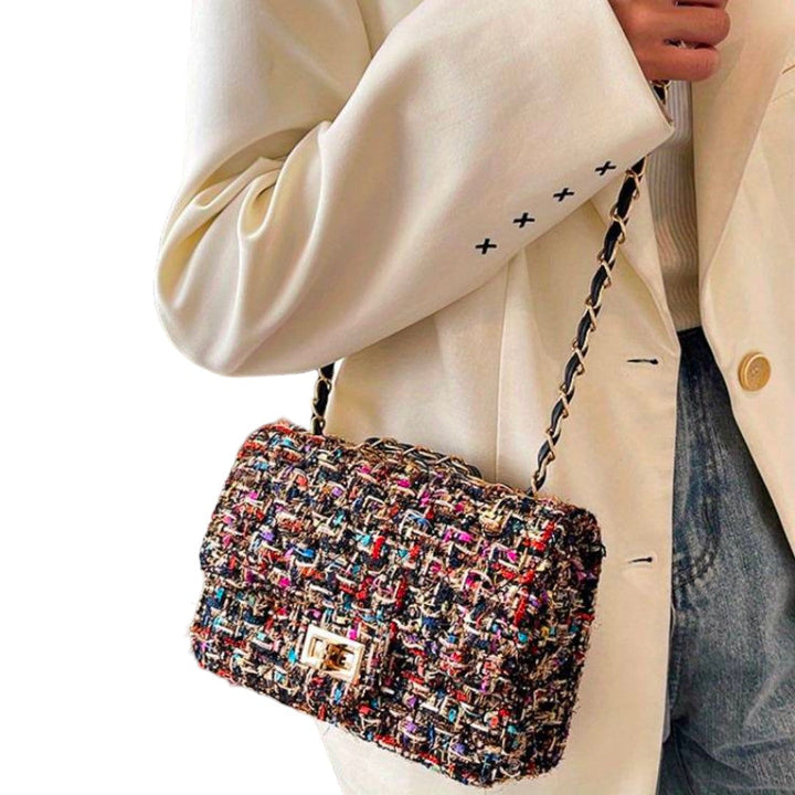 Cecilia | Tweed-Schultertasche mit Kettenriemen für Damen