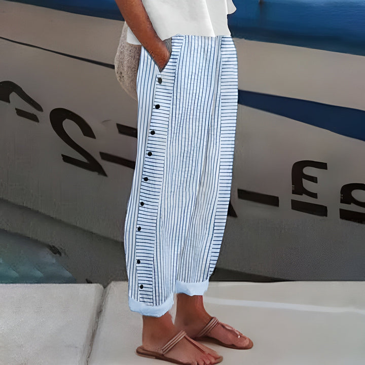Amika | Gestreifte Culotte mit seitlicher Knopfleiste für Damen