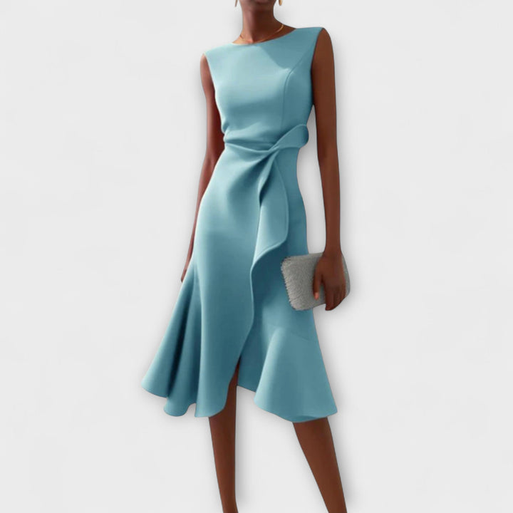 Juliette – Drapiertes asymmetrisches Midikleid