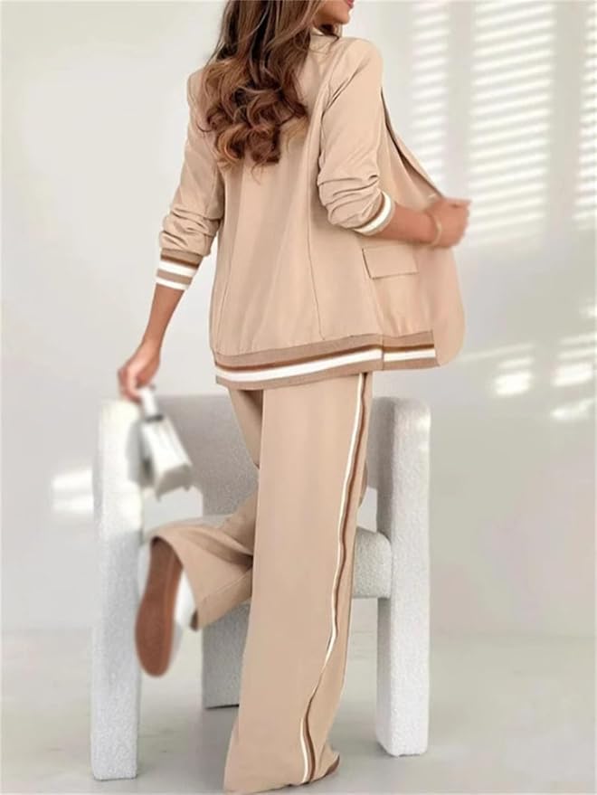Edmee | Set aus Blazer und weiter Hose mit Streifendetails für Damen