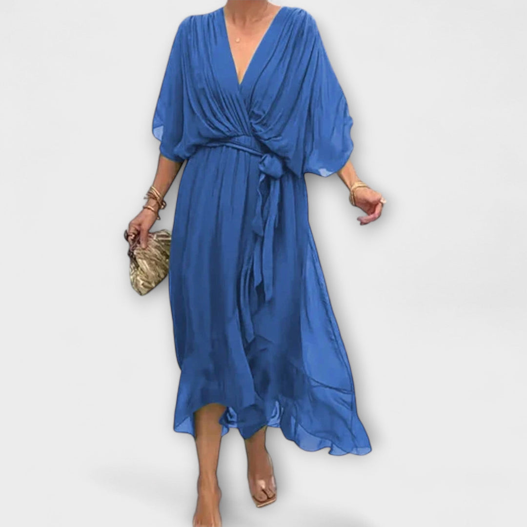 Amoura - Chiffonkleid mit V-Ausschnitt