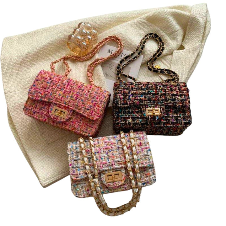 Cecilia | Tweed-Schultertasche mit Kettenriemen für Damen