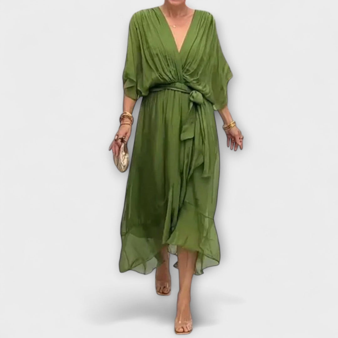Amoura - Chiffonkleid mit V-Ausschnitt