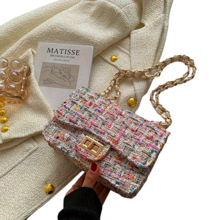 Cecilia | Tweed-Schultertasche mit Kettenriemen für Damen