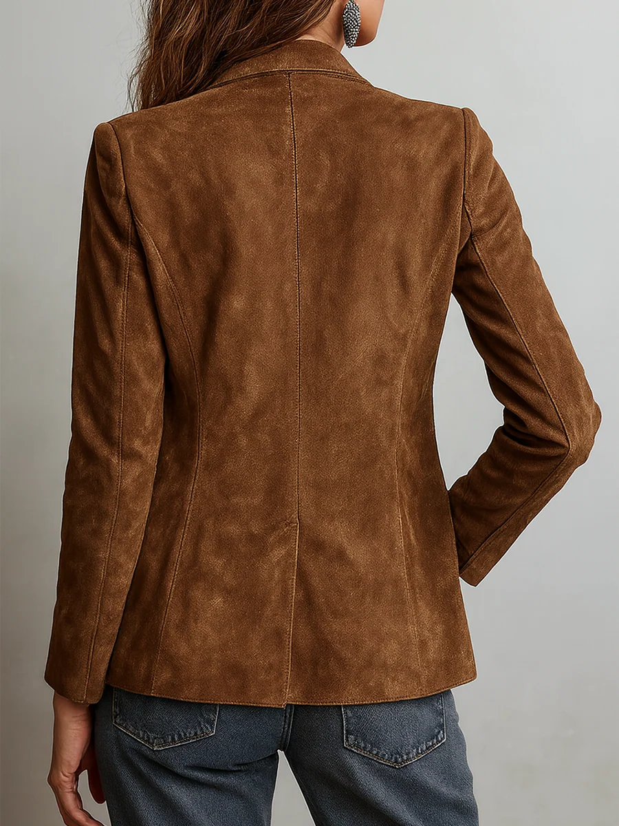 Rachel | Wildlederblazer mit Knopfleiste und Brusttasche für Damen