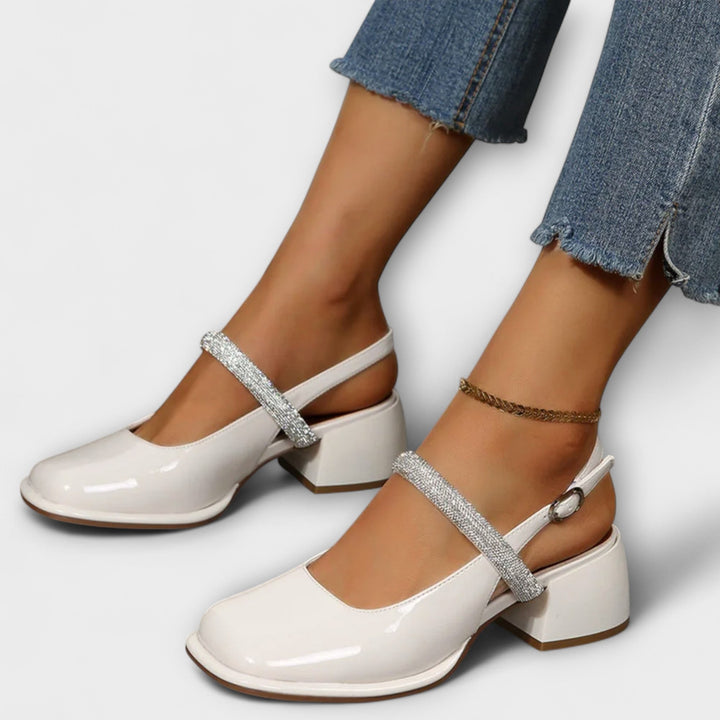 Celandra - Mary Janes mit Glitzer-Riemen und Blockabsatz