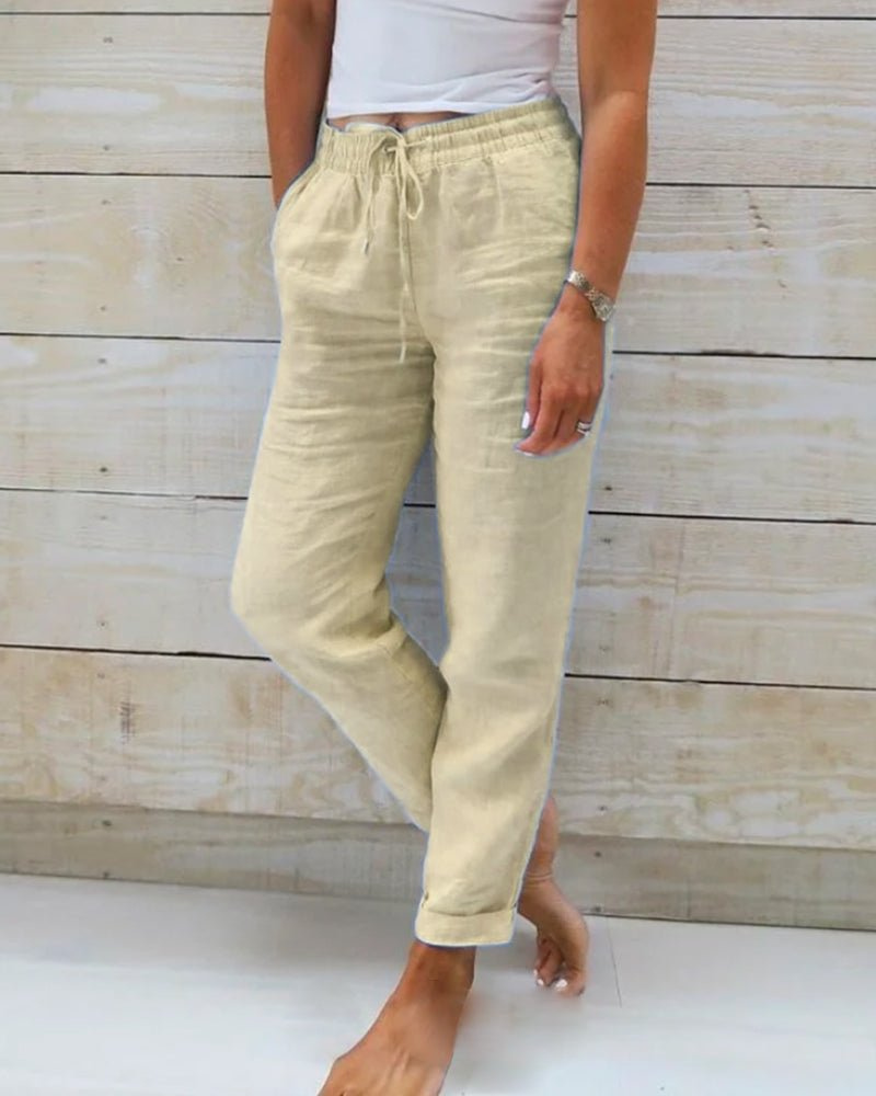 Brianna | Leinenhose mit geradem Bein und Tunnelzug für Damen