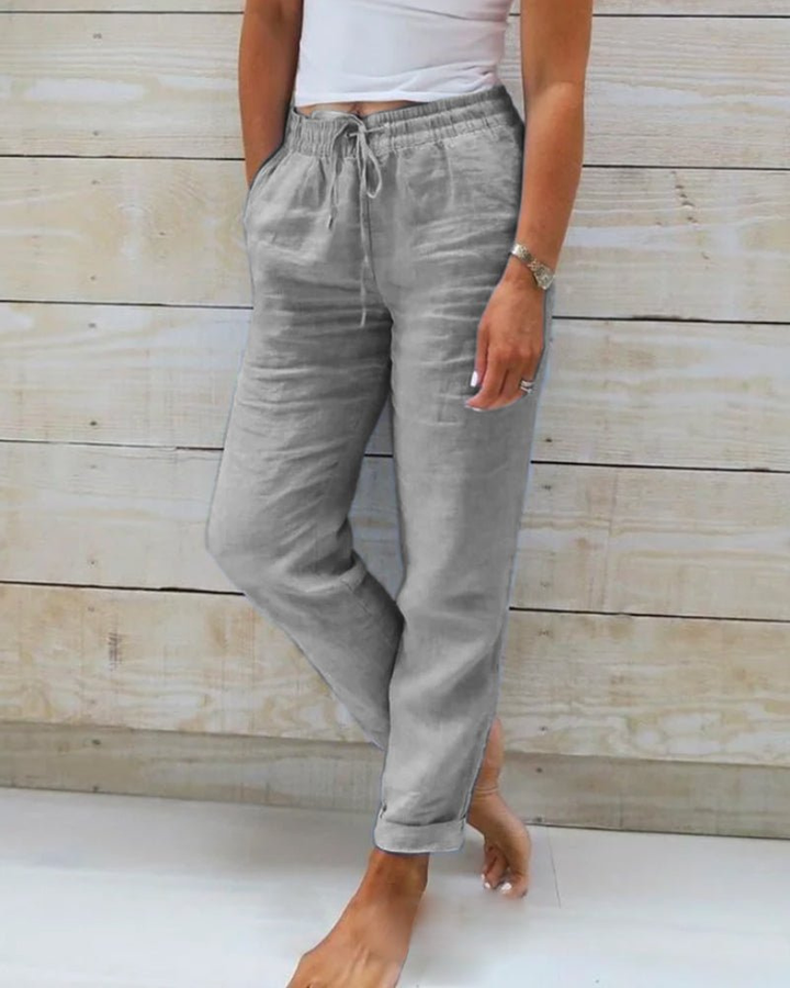 Brianna | Leinenhose mit geradem Bein und Tunnelzug für Damen