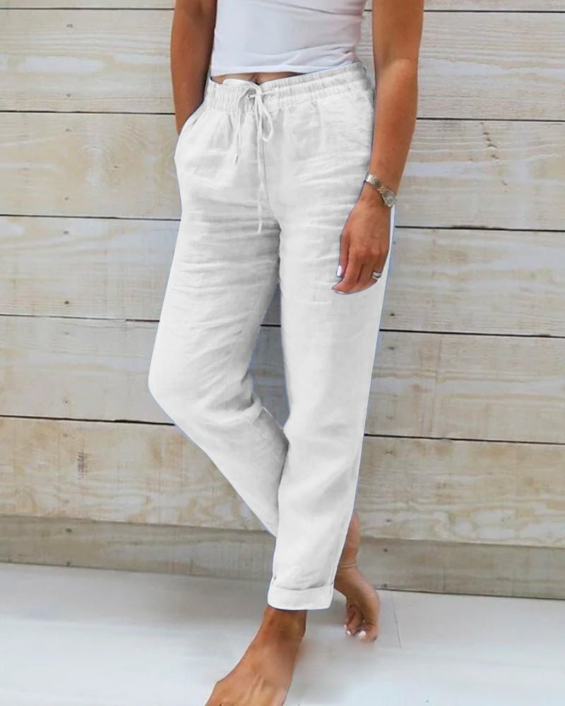 Brianna | Leinenhose mit geradem Bein und Tunnelzug für Damen