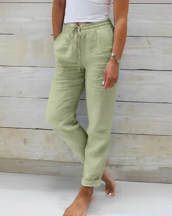 Brianna | Leinenhose mit geradem Bein und Tunnelzug für Damen