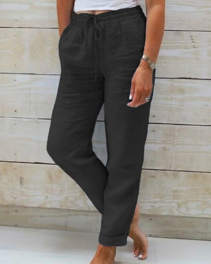 Brianna | Leinenhose mit geradem Bein und Tunnelzug für Damen