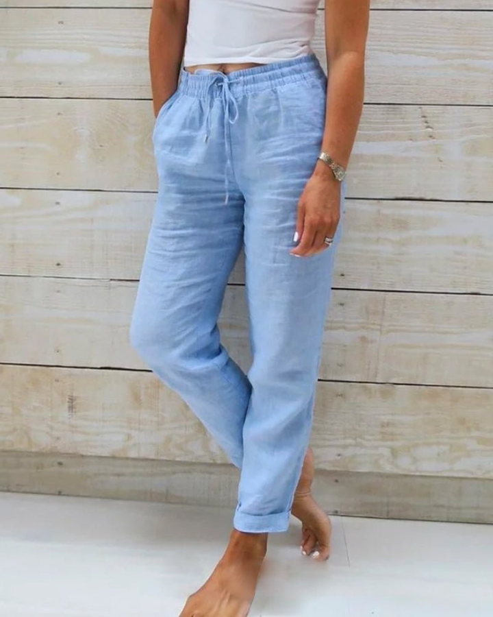 Brianna | Leinenhose mit geradem Bein und Tunnelzug für Damen