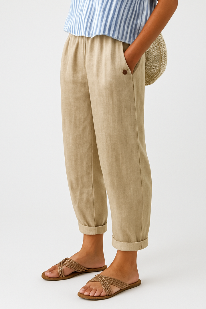Rae | Leinenhose mit geradem Bein und Seitentaschen für Damen