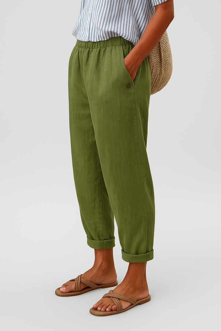 Rae | Leinenhose mit geradem Bein und Seitentaschen für Damen