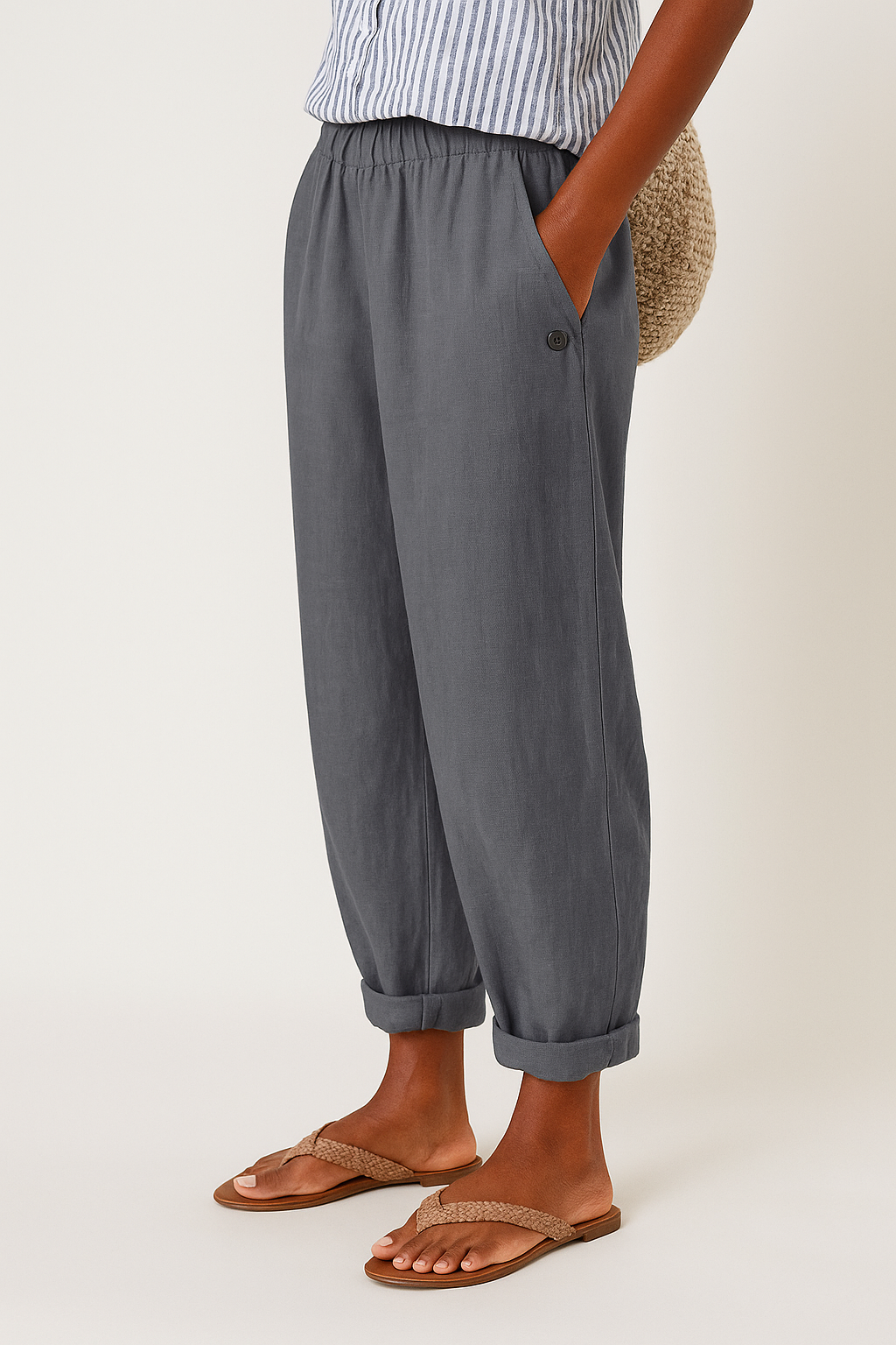 Rae | Leinenhose mit geradem Bein und Seitentaschen für Damen