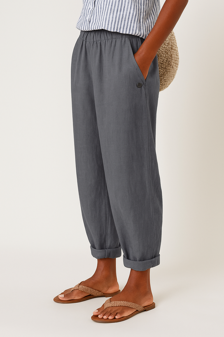Rae | Leinenhose mit geradem Bein und Seitentaschen für Damen
