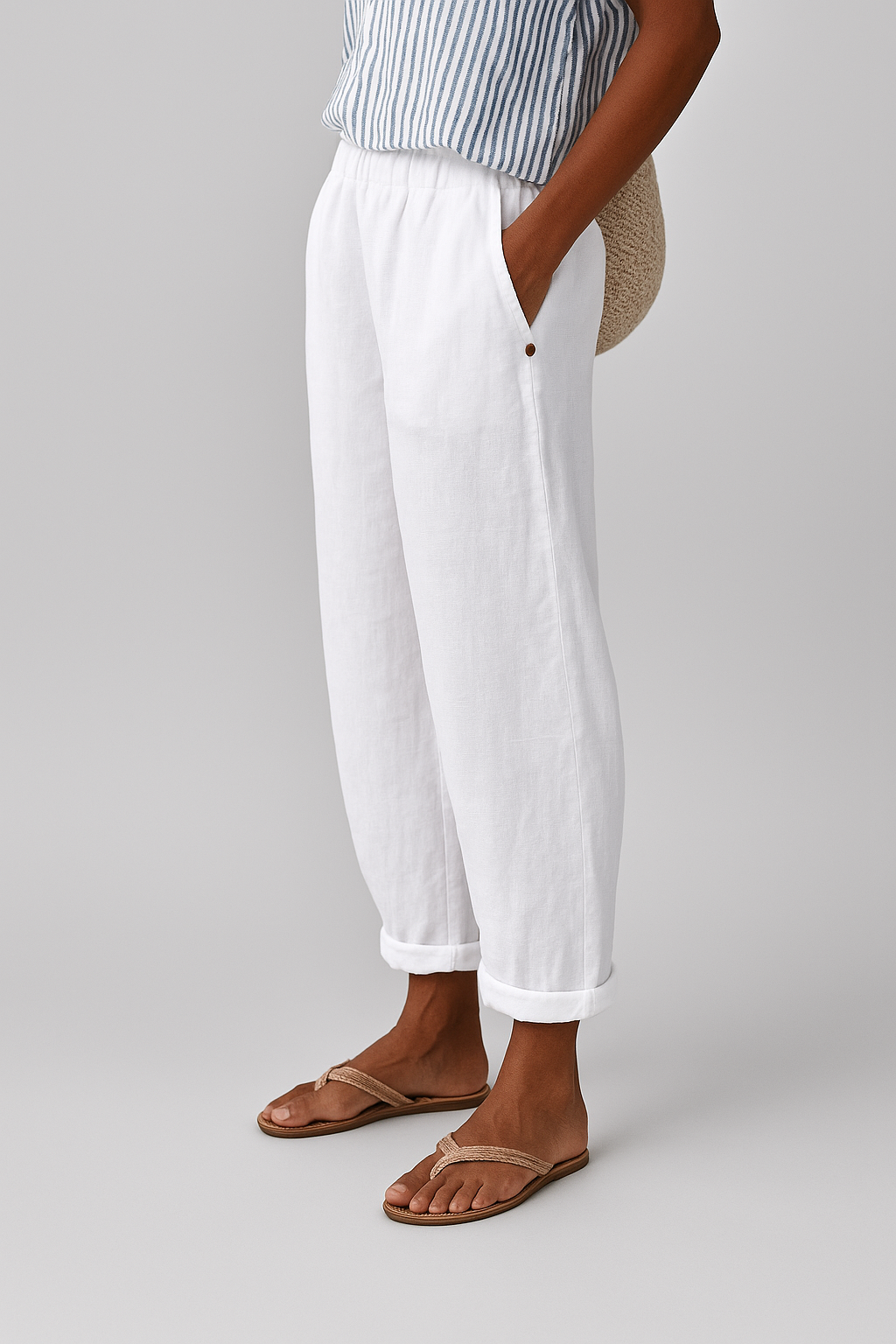 Rae | Leinenhose mit geradem Bein und Seitentaschen für Damen