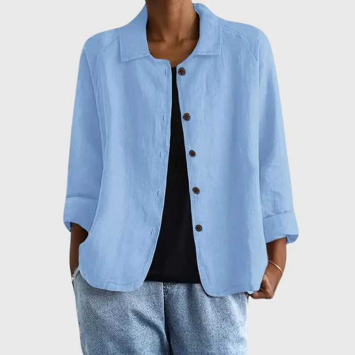 Maya | Baumwoll-Hemdjacke mit Knopfleiste für Damen