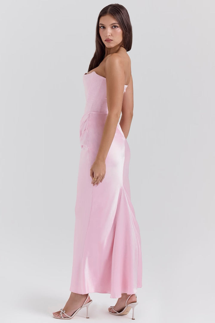 Aletheia | Trägerloses Damen-Maxikleid mit Raffung an der Hüfte für Hochzeitsgäste