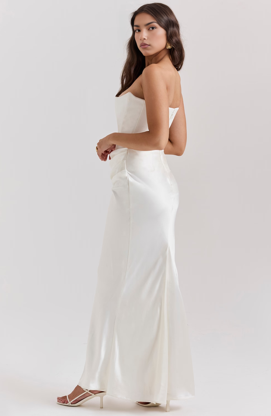 Aletheia | Trägerloses Damen-Maxikleid mit Raffung an der Hüfte für Hochzeitsgäste