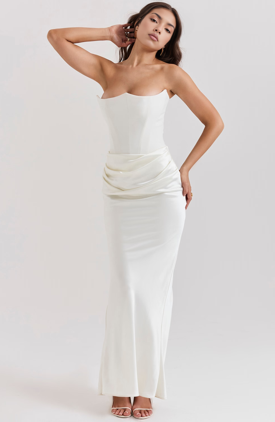 Aletheia | Trägerloses Damen-Maxikleid mit Raffung an der Hüfte für Hochzeitsgäste