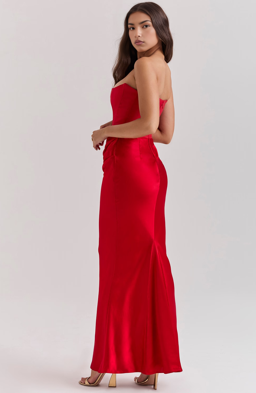 Aletheia | Trägerloses Damen-Maxikleid mit Raffung an der Hüfte für Hochzeitsgäste