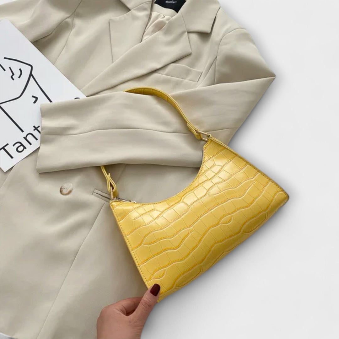 Nia | Glänzende Schultertasche mit Krokoprägung für Damen