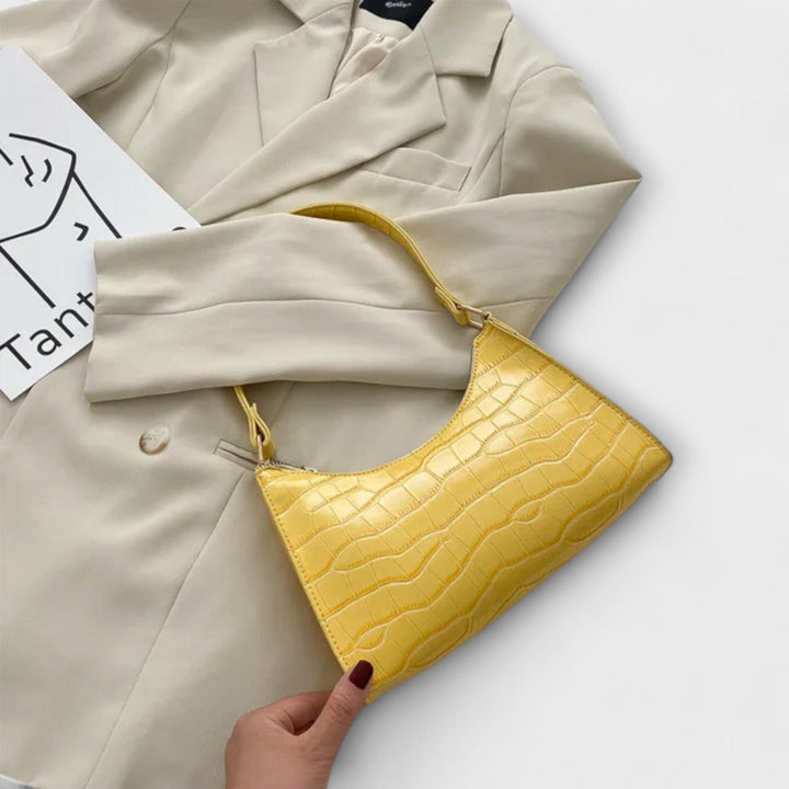 Nia | Glänzende Schultertasche mit Krokoprägung für Damen