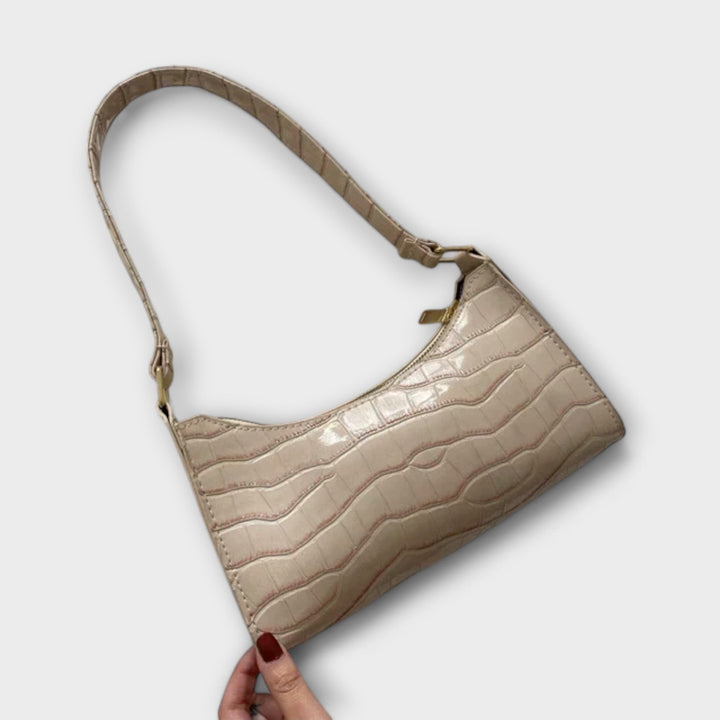 Nia | Glänzende Schultertasche mit Krokoprägung für Damen